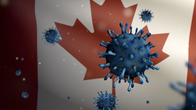 Coronavirus schwebt über kanadischer Flagge