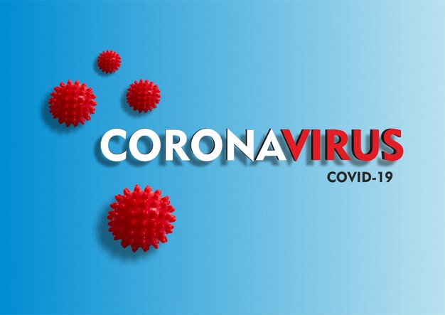 Coronavirus-Text über blauem Hintergrund