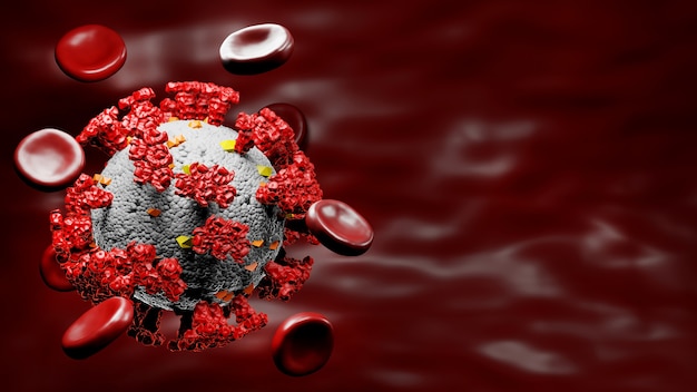 Coronavirus-zellen mit menschlichen roten blutkörperchen