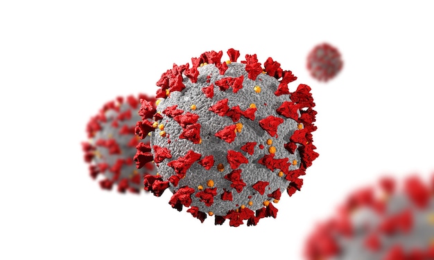 Coronavirus-Zellen oder Bakterienmolekül, 3d rendern