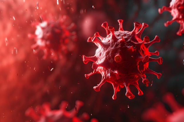 Foto coronaviruses rojos de fondo de la micro escena