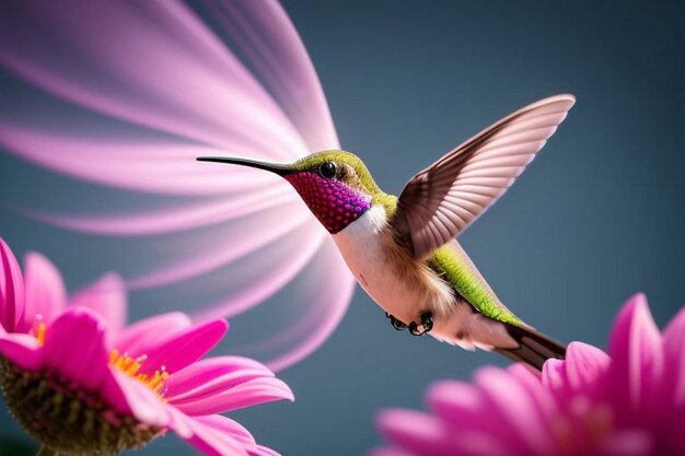 Foto coronet hummingbird correndo atrás de outro de uma flor