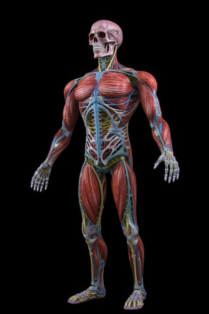 Foto corpo humano anatômico com sistemas musculares e circulatórios generative ai