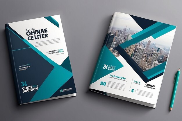 Foto corporate book cover design vorlage in a4 kann an broschüre, jahresbericht, zeitschrift und poster angepasst werden