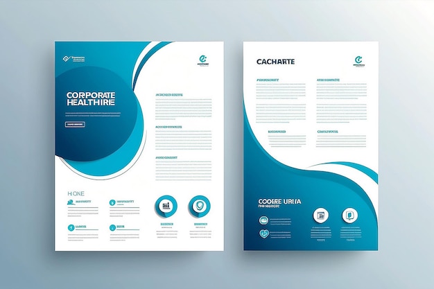 Corporate Healthcare Cover Rückseite a4 Vorlage-Design und flache Ikonen für einen Bericht und medizinische Broschüre-Design