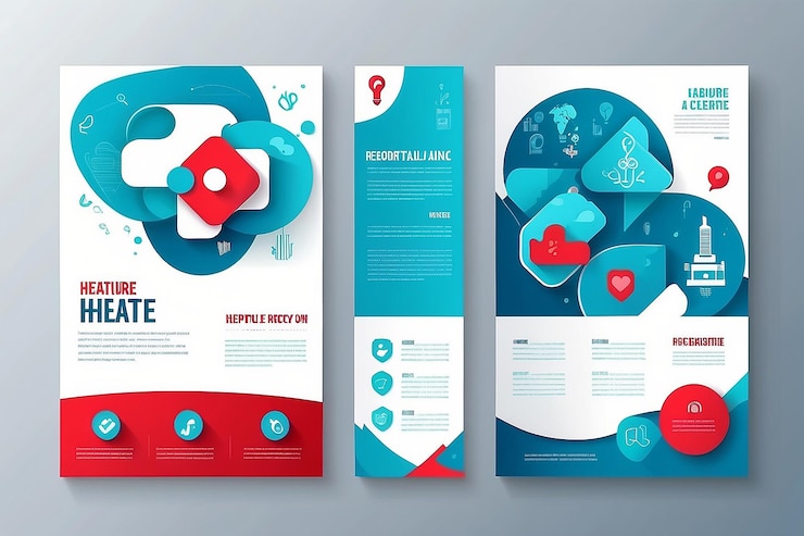 Foto corporate healthcare cover rückseite a4 vorlage und flache ikonen für einen bericht und eine broschüre design flyer banner