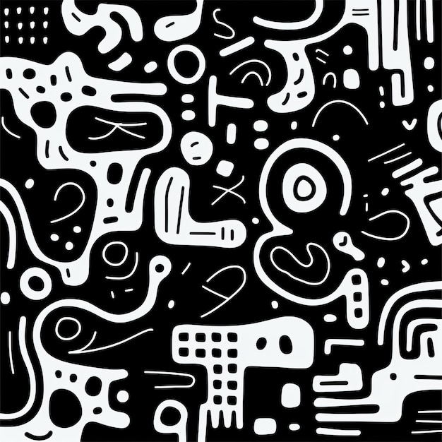 Foto corpos abstratos um padrão de doodle brincalhão em preto e branco