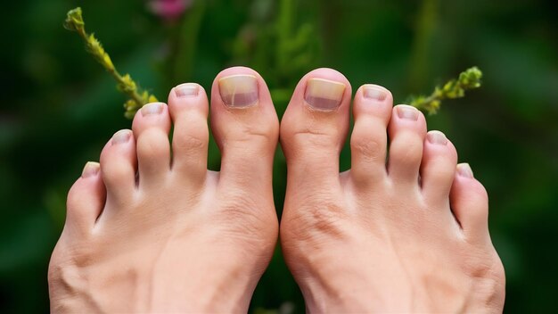 Foto corrección y tratamiento de uñas de pies deformadas después de infecciones fúngicas