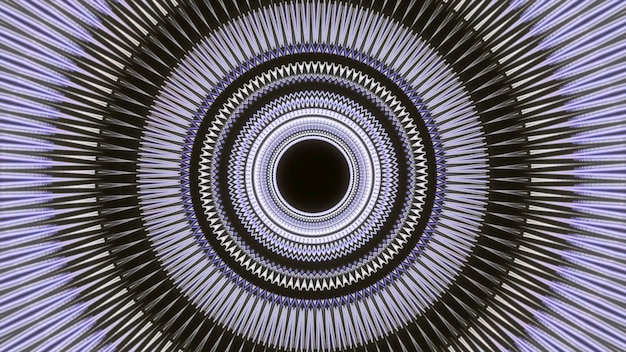 Corredor abstracto con anillos brillantes vista dentro de una nave espacial alienígena en la animación del espacio exterior