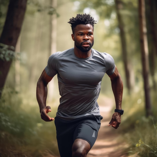 Corredor de atleta masculino afroamericano corriendo al aire libre ai generativo