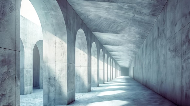 Corredor de concreto moderno com luz solar