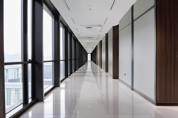 corredor longo vazio no edifício de escritórios modernos