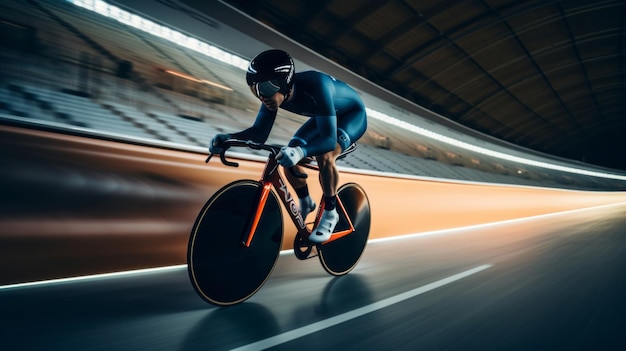 Corredor en un velódromo Competición de ciclismo en el velódromo Velocidad extrema