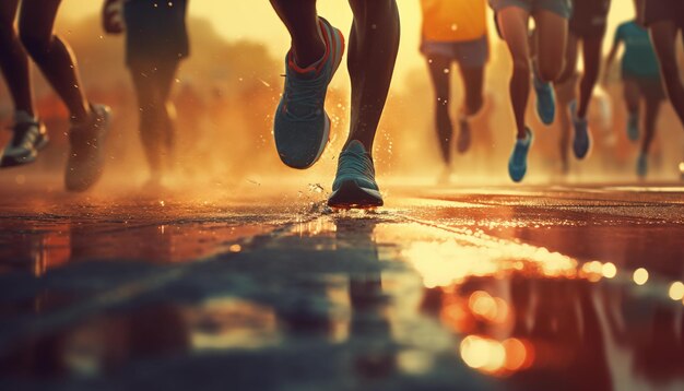 Corredores en la pista de atletismo