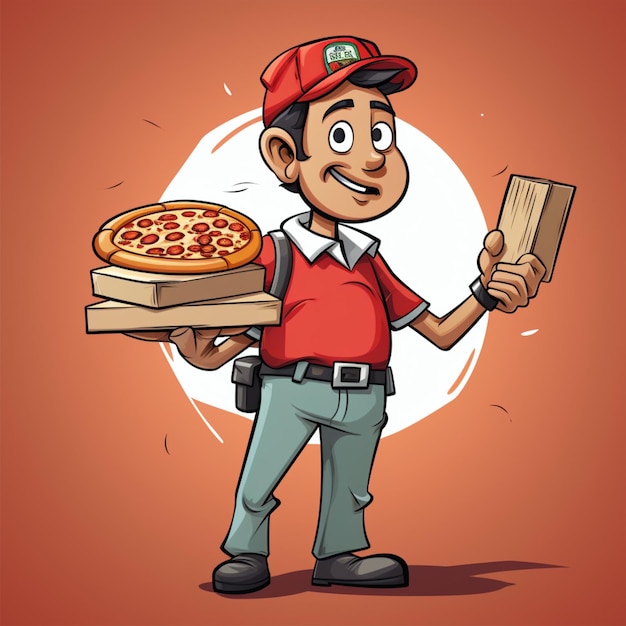 correio com desenhos animados de caixa de pizza