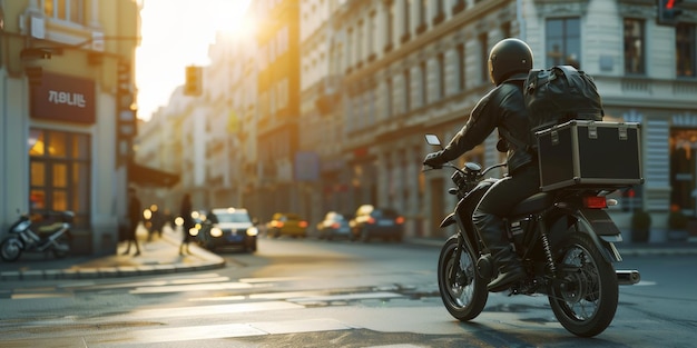 Foto correios entregam pacotes pela cidade em uma motocicleta.