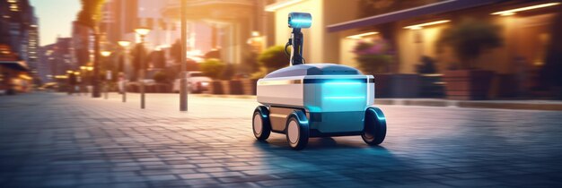 Foto correios robóticos entregam às casas, personificando o caminho rápido da ia para futuras entregas