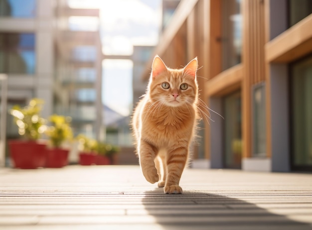 Correndo gato fofo