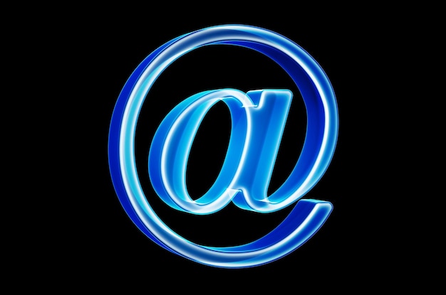 Correo electrónico a firmar con efecto de holograma 3D rendering