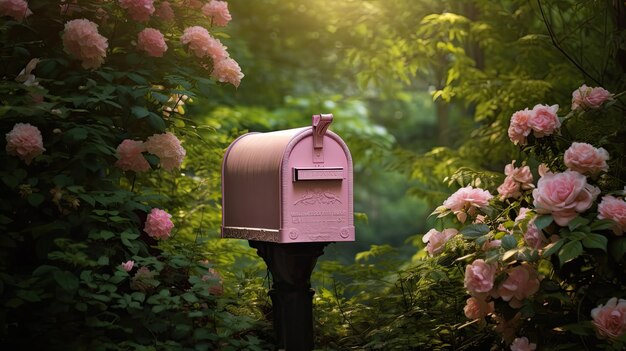 Foto correo rosado con flores