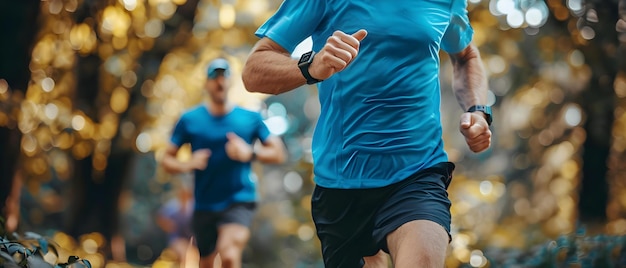 Correr por la mañana Fitness Focus con el concepto de seguimiento del tiempo Morning Run Fitness Focus Seguimiento del tiempo Ejercicio de rutina Estilo de vida saludable