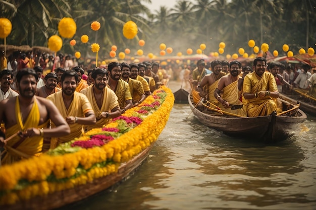 Corrida de barco Onam Feliz festival onam Onam Generative ai