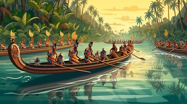 Corrida de barcos de Onam Feliz festival de Onam Onam Generativo ai