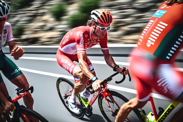 Corrida de bicicleta Chrono Tour de France Generative AI ilustração