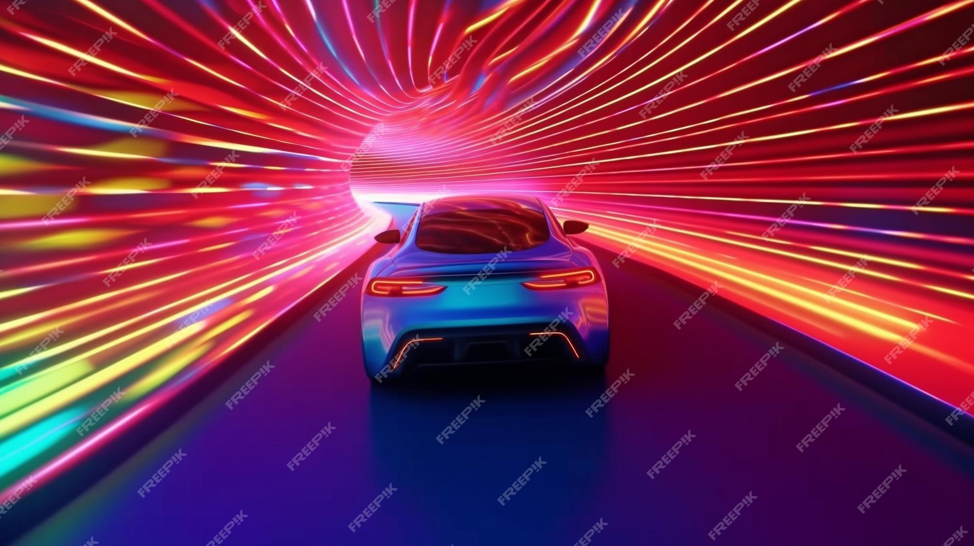 Corrida de carros elétricos 3d através de um túnel colorido em alta  velocidade chassi transparente com visão interna animação com realidade  virtual ia generativa e mobilidade elétrica