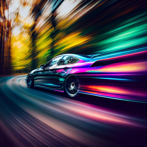 Foto corrida de carros em imagem gerada por ia de fundo desfocado de alta velocidade