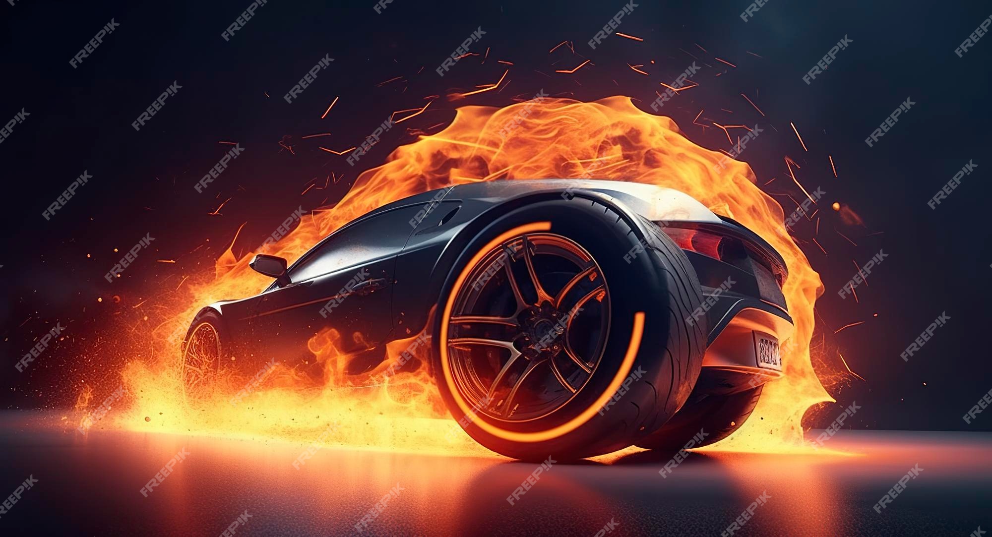 Corridas de carros esportivos na pista de corrida carros à deriva queimando  pneus na pista de velocidade generative ai technology