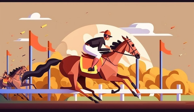 Corrida de Cavalos Competição Desempenho Equestre SportGenerative AI