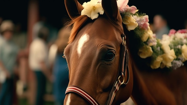 Corrida de cavalos no derby de Kentucky fecha a ilustração Generative AI