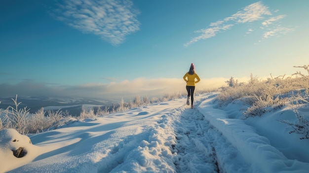 Corrida de inverno em paisagem nevada aig41