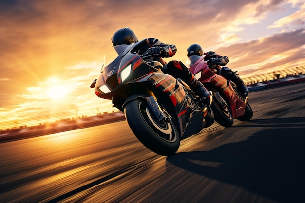Corrida de moto em pista de corrida esportes a motor corrida competitiva  motos de corrida na estrada