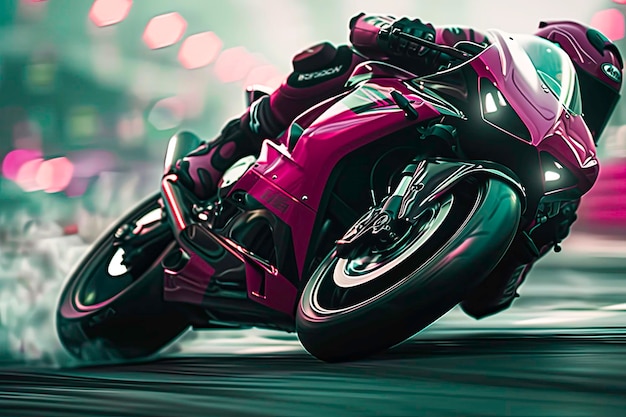 Foto corrida de motocicleta ação de alta velocidade ultra realista cinematográfico