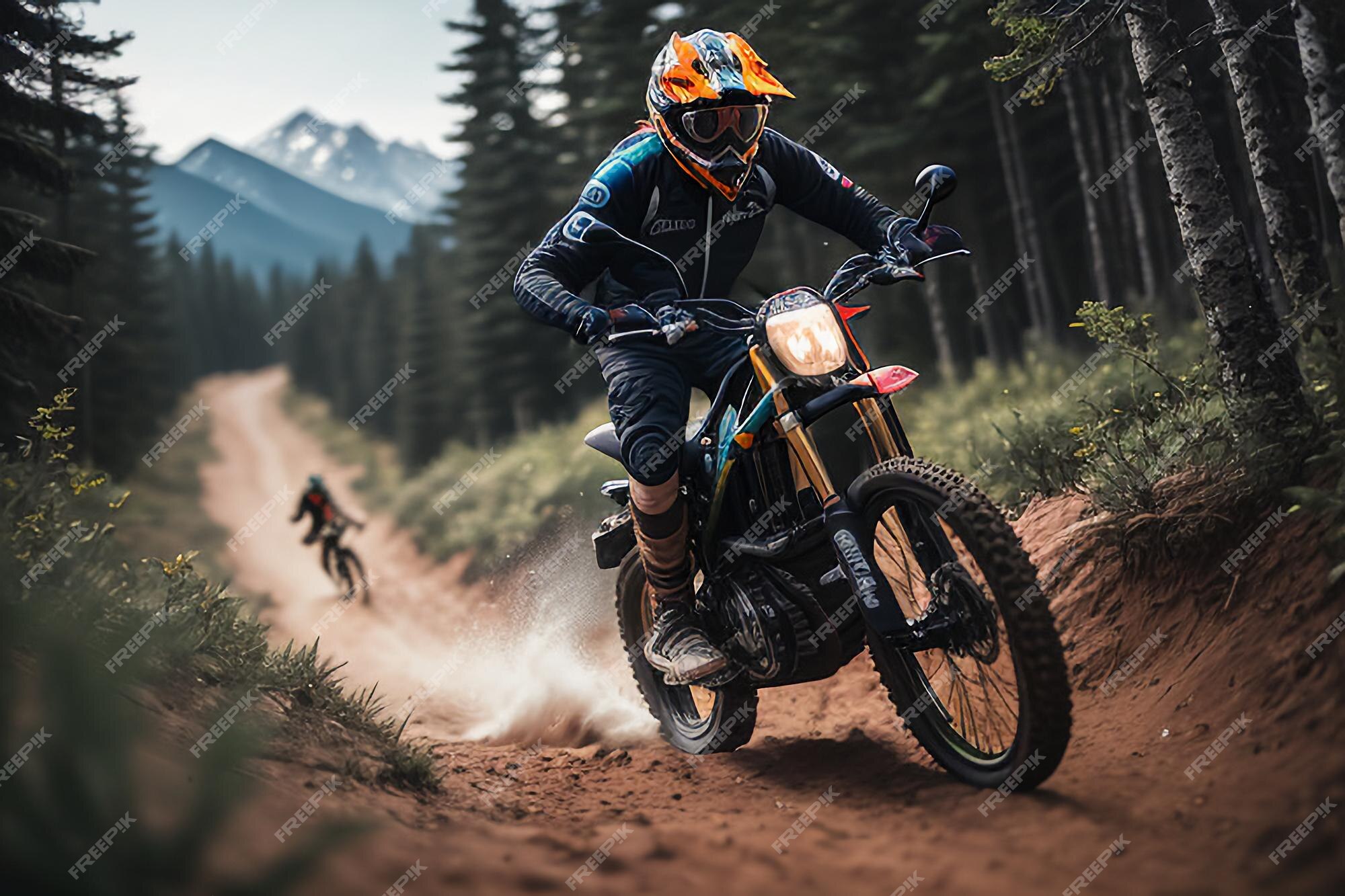 Corrida Sobre Motocicleta Motocross-country Em Voo, Saltos E Decolagem Em  Trampolim Contra O Céu Conceito Foto de Stock - Imagem de fuga, motocross:  157152132