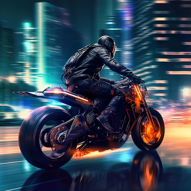 Corrida de Neon Superbike de Alta Velocidade