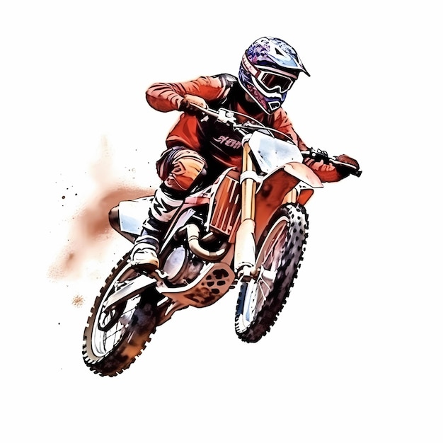 Foto corrida de piloto de motocross em aquarela