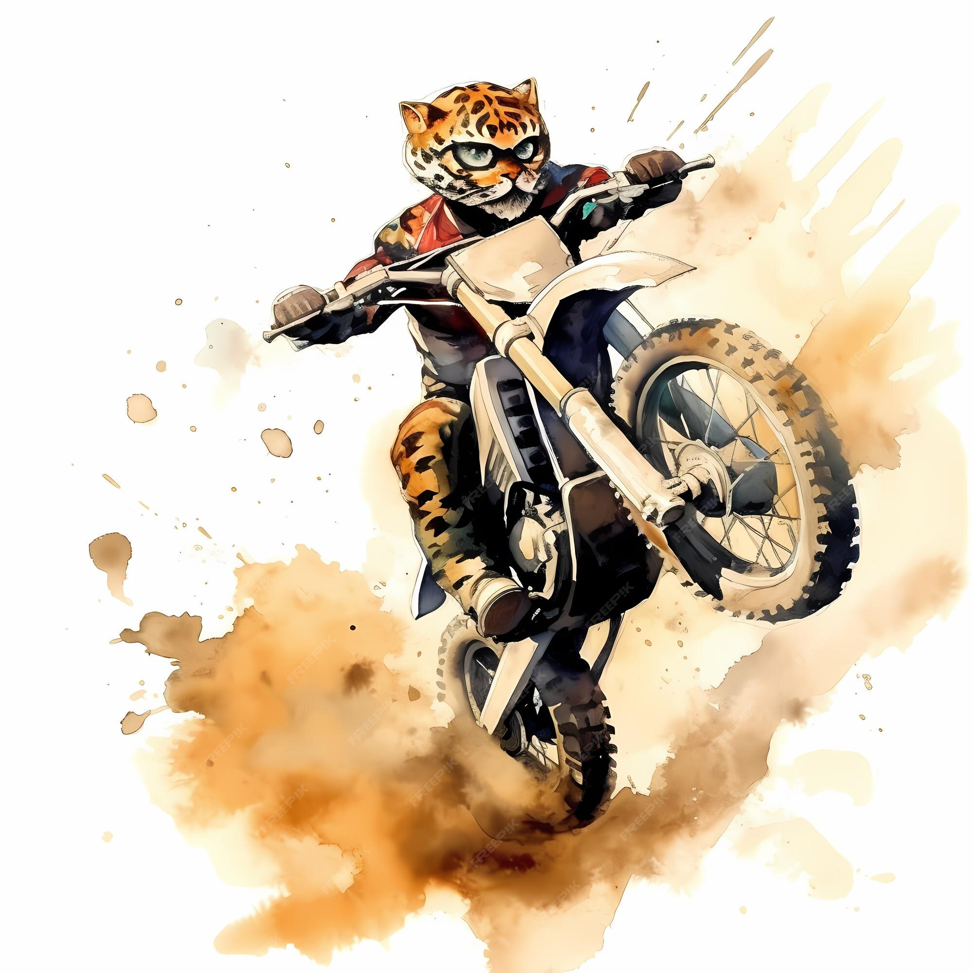 Corrida de piloto de motocross em aquarela