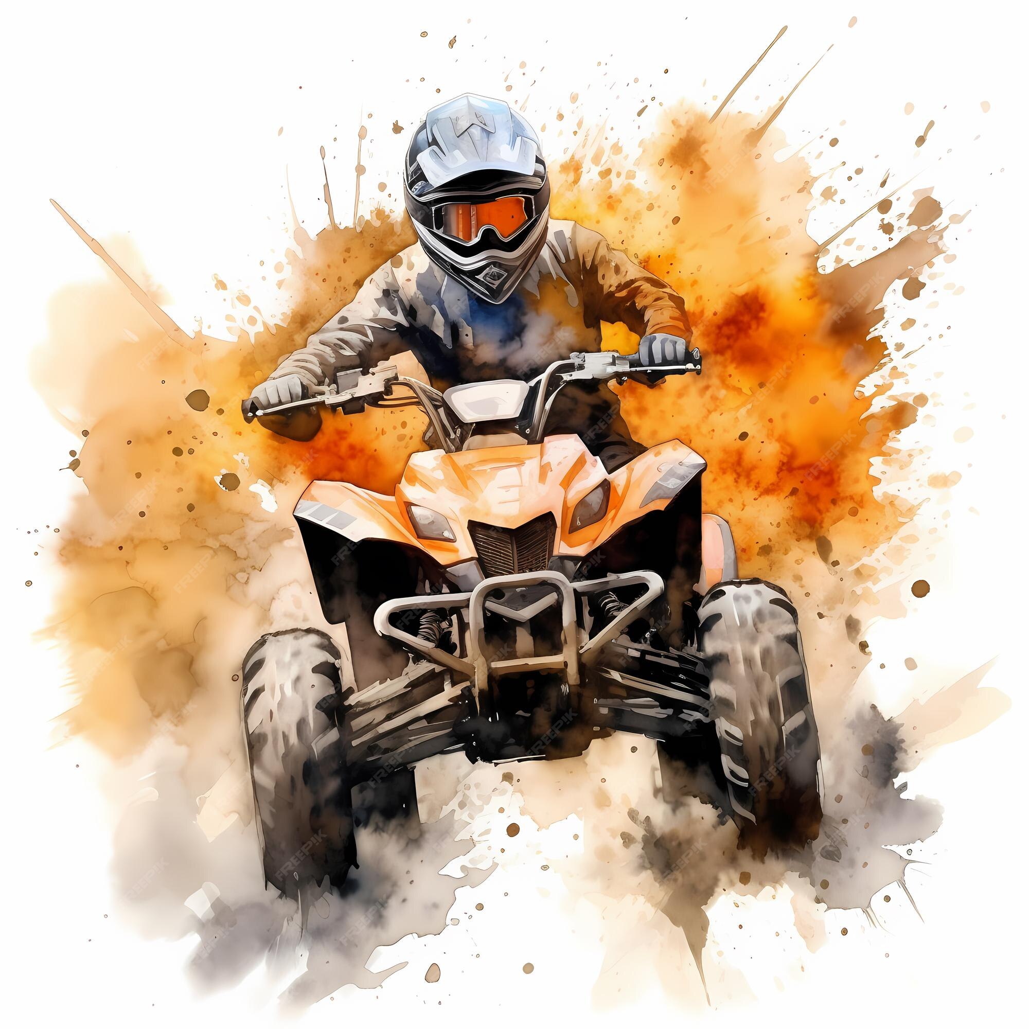 Corrida de piloto de motocross em aquarela