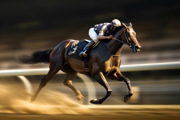 Corrida rápida e furiosa de cavalos na pista de corrida