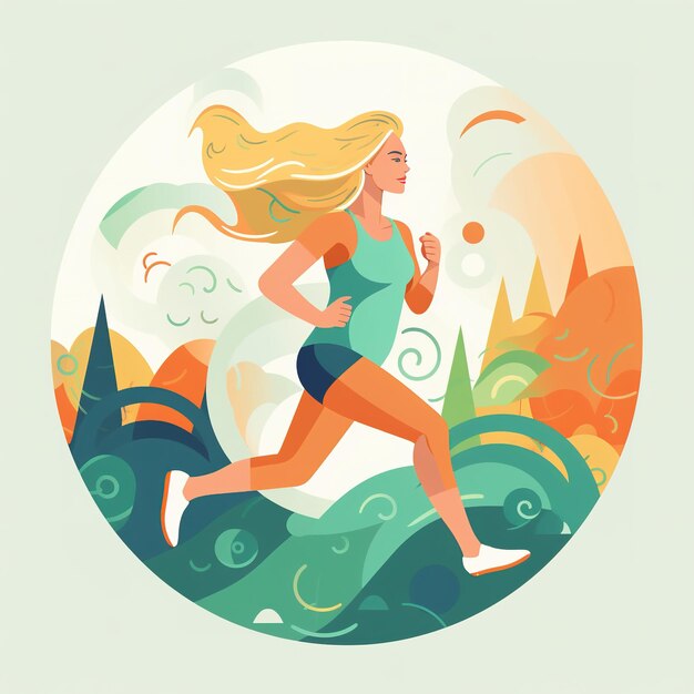 Foto corriendo en la ilustración vectorial de la naturaleza