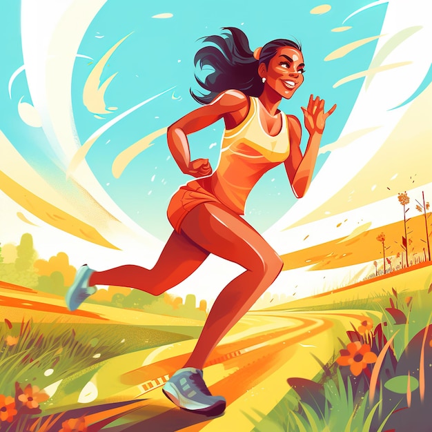 Foto corriendo en la ilustración vectorial de la naturaleza