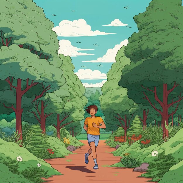 Foto corriendo en la ilustración vectorial de la naturaleza