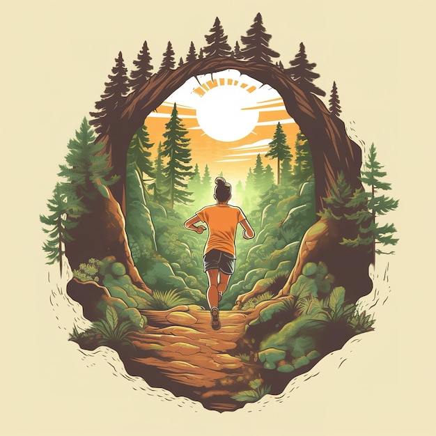 corriendo en la ilustración vectorial de la naturaleza