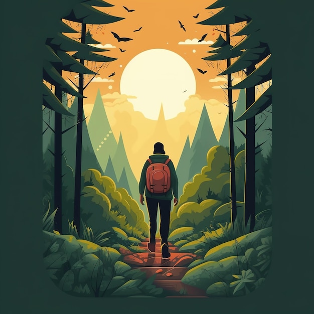 corriendo en la ilustración vectorial de la naturaleza