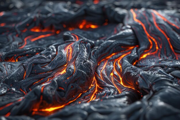 Foto corriente de lava derretida caliente corriente de erupción de volcán corriente de magma hirviendo caliente superficie de otro planeta de venus