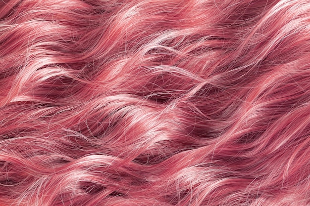 Corte de cabelo ondulado vermelho de textura cuidado de estilo ou conceito de extensão