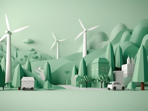 Corte de papel de energia verde e meio ambiente Generative AI